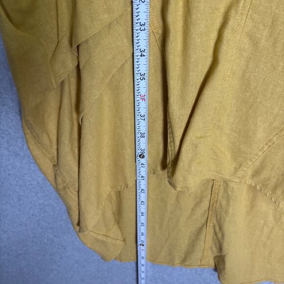 Cynthia Rowley Dress Medium Mustard Linen Cowl Hi Lo Lagenlook‎ Coastal Grandma - Picture 8 of 12